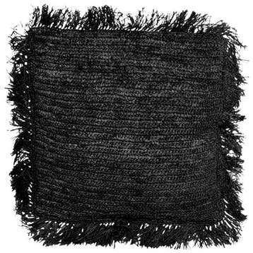Bazar Bizar Kussenhoes Raffia Vierkant - Zwart - 40x40 -, Huis en Inrichting, Woonaccessoires | Kussens, Ophalen of Verzenden