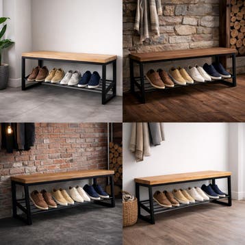 Schoenenrek industrieel eiken/metaal, Huis en Inrichting, Woonaccessoires | Kapstokken, Verzenden, Nieuw