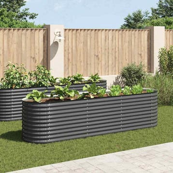 vidaXL Plantenbak verhoogd 320x80x81 cm gegalvaniseerd staal, 100 cm of meer, Verzenden, Nieuw, Metaal