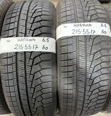 2x 215-55-17 Hankook Winter 2x 6.5mm €60 Per Band 215 55 17, Ophalen, 17 inch, Winterbanden, Band(en)