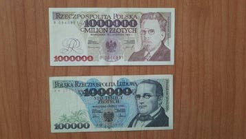 Polen. - 100 000, 1 000 000 Zotych - 1990/1993 (Zonder