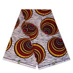 VLISCO stof Hollandais Afrikaanse Wax print - Wit Rode Shell, Ophalen of Verzenden, Nieuw