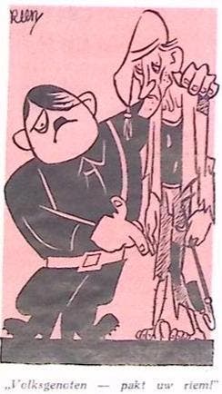 Adolf Hitler en armoedige man op spotprent (lijst optie), Verzenden