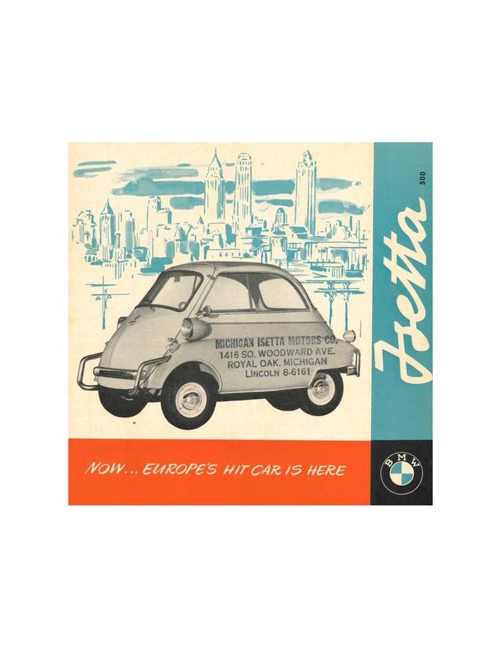 1957 BMW ISETTA BROCHURE ENGELS (USA), Boeken, Auto's | Folders en Tijdschriften, BMW
