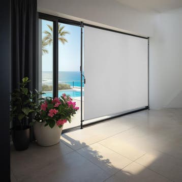 Zonnescherm Taija met handslinger - 150 x 310 cm, lichtgrijs, Tuin en Terras, Zonneschermen, Verzenden, Nieuw