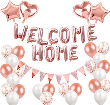 Welcome Home feestelijke grote decoratie set rosé goud, Hobby en Vrije tijd, Verzenden, Nieuw, Versiering, Overige