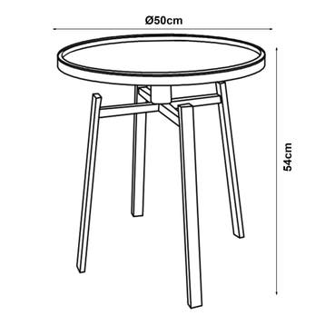 Bijzettafel Mippeena rond Ø50 cm walnootkleurig en zwart [en, Verzenden, Nieuw