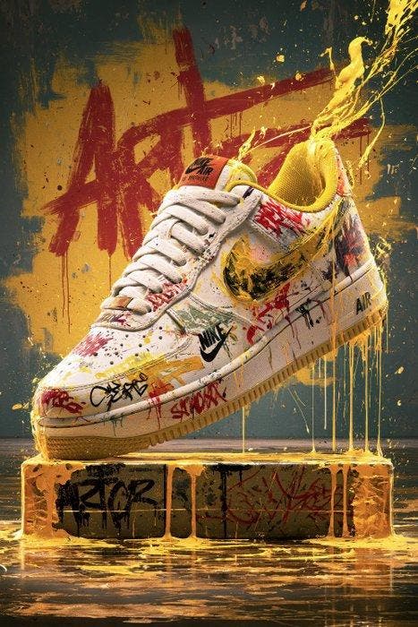 Iconica - Air Force 1 Street Art - unique 1/1 XXL (150 x 100, Antiek en Kunst, Kunst | Designobjecten