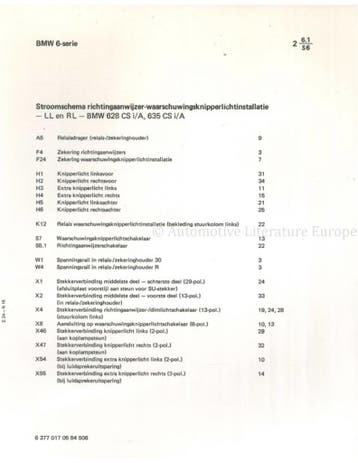 1985 BMW 6-SERIE ELECTRISCH SCHEMA NEDERLANDS, Auto diversen