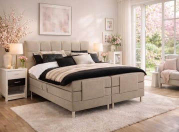 Elektrische boxspringcombinatie, M-Ray, Arizona, Beige, Nieuw