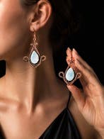 Grote Larimar Statement-oorbellen - Handgemaakt