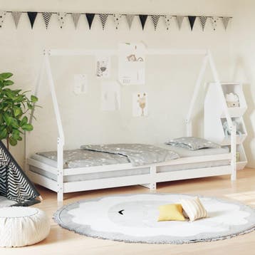 vidaXL Kinderbedframe 90x200 cm massief grenenhout wit, Kinderen en Baby's, Kinderkamer | Bedden, Verzenden, Nieuw
