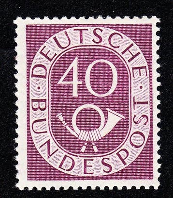 Duitsland, Bondsrepubliek 1951 - Posthoorn 40 Pfg.,, Gestempeld