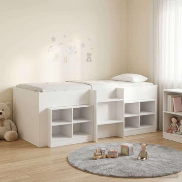 vidaXL Loft Bed Frame met Kast met plank 3 st Wit Bewerkt, Verzenden, Nieuw, Wit, Hout