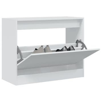 vidaXL Schoenenkast 80x34x63 cm bewerkt hout wit, Huis en Inrichting, Verzenden, Nieuw