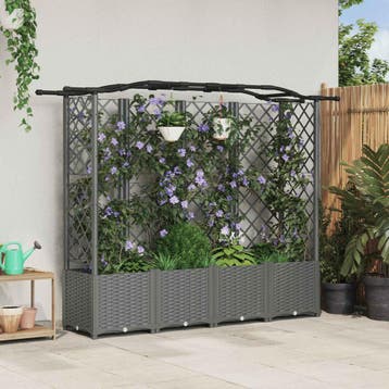 vidaXL Verhoogd Bed met Trellis en Dak Lichtgrijs 204 x 40 x, Verzenden, Nieuw, Minder dan 60 cm, 60 cm of meer