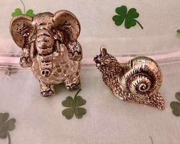 Fantin Argenti - Beeldje - Charming ELEPHANT and SNAIL Set