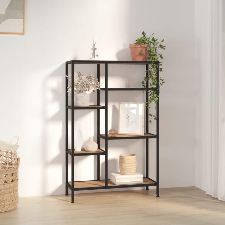 vidaXL Boekenkast 80x30x120 cm staal en bewerkt hout, Huis en Inrichting, Kasten | Boekenkasten, 25 tot 50 cm, Nieuw, Overige houtsoorten