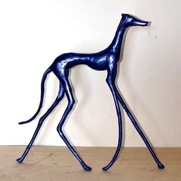 Abdoulaye Derme - sculptuur, Lévrier stylisé en bronze - 35, Antiek en Kunst