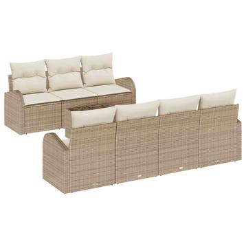vidaXL Tuin Sofa Set 8 st 7-Aantal zitplaatsen Beige en, Verzenden, Nieuw, Rotan, 8 zitplaatsen