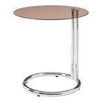 Bijzettafel Ylivieska rond 46x45 cm chroom en amberkleurig g, Verzenden, Nieuw