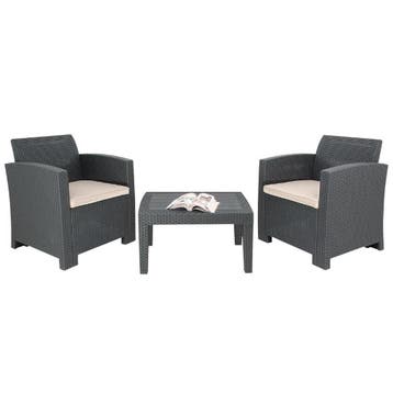 Bolero Pp Fauteuil En Tafel Rieten Set Grijs, Verzenden, Nieuw in verpakking