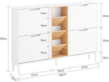 SoBuy FSR183-WN - Schoenenkast - 4 Kleppen 3 Open Vakken -, Verzenden, Nieuw