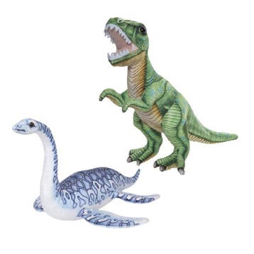Pluche dino knuffels set - T-Rex en Plesiosaurus - 30 cm, Verzenden, Nieuw