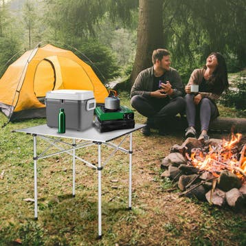 Aluminium campingklaptafel incl. tas 70x70x70 cm - grijs, Caravans en Kamperen, Verzenden, Nieuw
