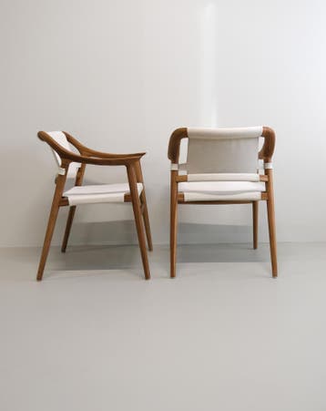 Lyra eetkamerstoel – massief teak – 25% Korting, Huis en Inrichting, Stoelen, Hout, Wit, Nieuw, Ophalen of Verzenden