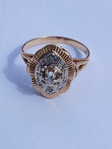 Ring - 18 karaat Geel goud, Witgoud - Ring 2 Goud met, Nieuw