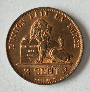 België. Leopold II. 2 Cent 1876 UNC (Zonder minimumprijs)