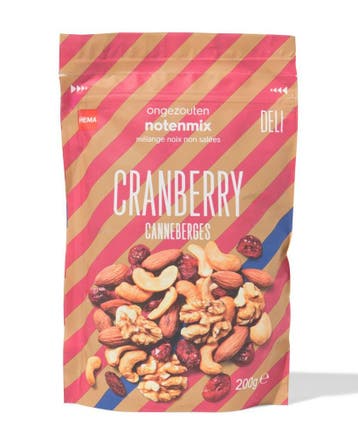 HEMA Cranberrymix ongezouten 200g, Diversen, Levensmiddelen, Verzenden