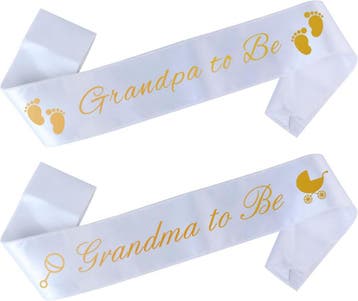 Sjerpen set Grandpa en Grandma to Be wit met gouden opdruk, Verzenden, Nieuw, Versiering, Geboorte of Huwelijk