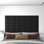 vidaXL Wandhoofdbord 12 pcs Zwart 30 x 15 cm Stof, Huis en Inrichting, Slaapkamer | Bedden, Verzenden, Nieuw, Zwart, Stof