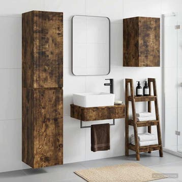 vidaXL Badkamermeubelset 3 st Gerookt eiken 33 x 34,5 x 160, Huis en Inrichting, Verzenden, Nieuw