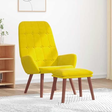 vidaXL Relaxstoel met voetenbank fluweel geel, Verzenden, Nieuw