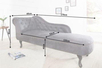 Chesterfield chaise longue 170cm antiekgrijs met, Ophalen of Verzenden, Nieuw