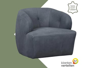 Leren draaifauteuil Cloud - Kenia Denim (blauw), Bohemian, Eigentijds, Klassiek, Modern, Retro, Romantisch, Scandinavisch, Vintage