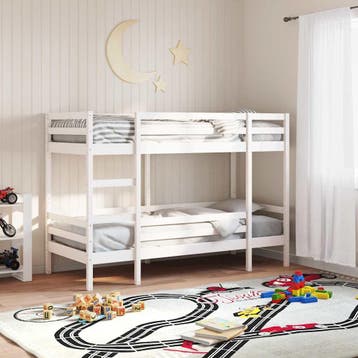 vidaXL Stapelbed 75x190 cm massief grenenhout wit, Verzenden, Nieuw, Wit, Hout