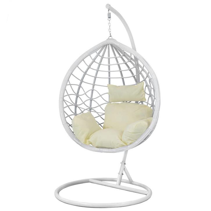 Design Hangstoel Frame | Wit/Beige | A-kwaliteit, Tuin en Terras, Hangmatten, Met standaard, Buiten, Nieuw, Eenpersoons, Ophalen of Verzenden
