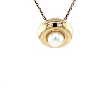 Gouden hanger met parel 14 karaat, Sieraden, Tassen en Uiterlijk, Kettinghangers, Verzenden, Zo goed als nieuw, Goud