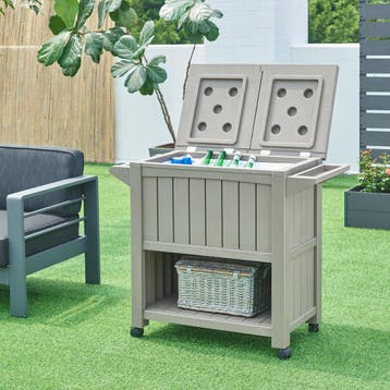 Trolley Arsita serveerwagen voor buiten 102x47x87 cm beige e, Tuin en Terras, Tuintafels, Verzenden, Nieuw