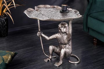 Design Bijzettafel WILDLIFE MONKEY 60cm Zilver Metaal, Ophalen of Verzenden, Nieuw