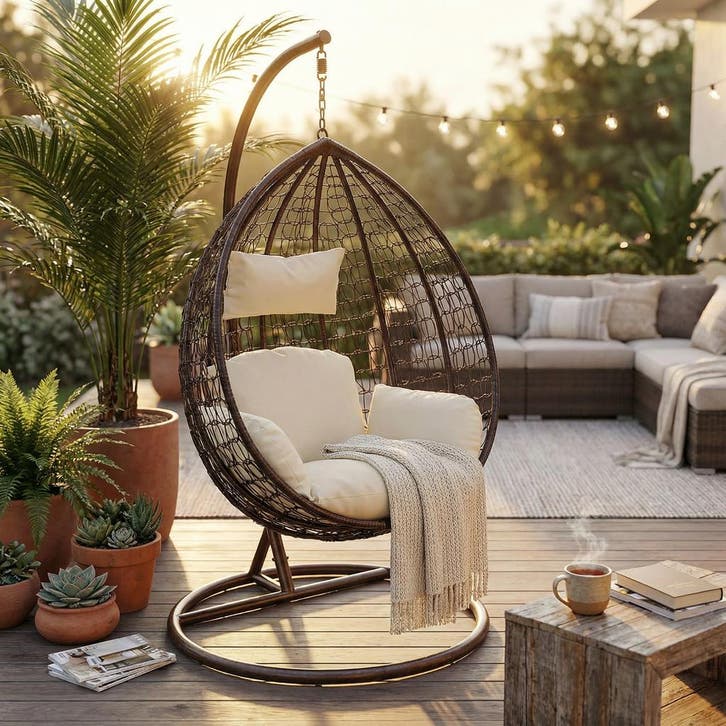 Schommelstoel Tuin | UV-bestendig | Laatste Stuks!, Huis en Inrichting, Stoelen, Eén, Bruin, Nieuw, Metaal, Ophalen of Verzenden