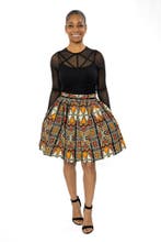 Afrikaanse print mini rok - Rood Oranje Bogolan Symbols - S, Kleding | Dames, Ophalen of Verzenden, Nieuw