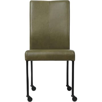 Set van 6 Leren eetkamerstoelen Comfort met wieltjes -, Huis en Inrichting, Stoelen, Ophalen of Verzenden, Nieuw, Leer