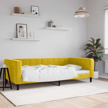 vidaXL Slaapbank 100x200 cm fluweel geel, 100 cm, Eenpersoons, Verzenden, Nieuw