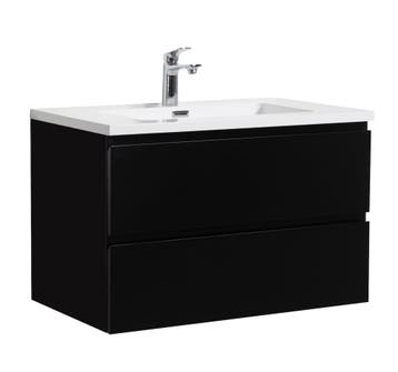 Badkamermeubel Set Angela 80cm Mat Zwart Badmeubel, Verzenden, Nieuw, Wastafelkast
