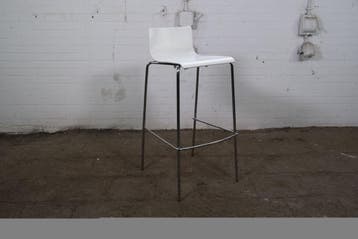 Sentesi barkruk wit kunststof kuip chroom 80 cm tweedehands, Verzenden, Gebruikt